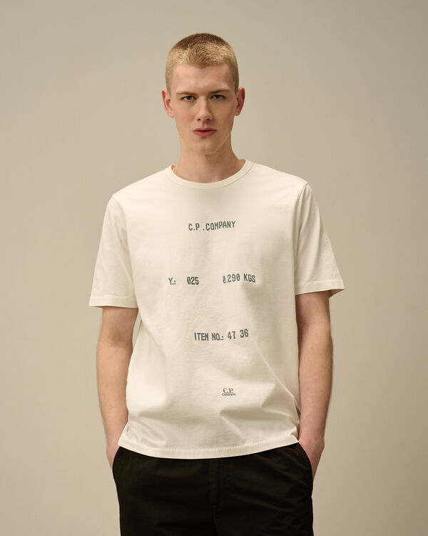 C.p. Company 30/2 Mercerized Jersey Twisted Typographic Logo T-Shirt GAUZE WHITE