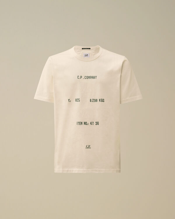 c.p. company 30/2 Mercerized Jersey Twisted Typographic Logo T-Shirt GAUZE WHITE