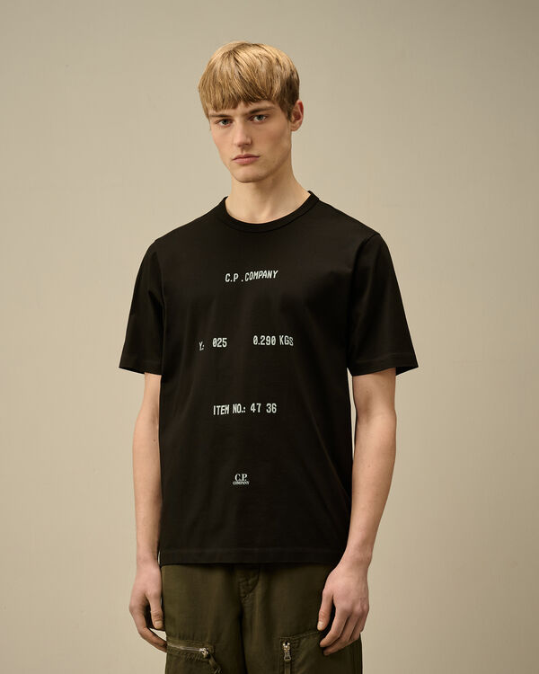 C.p. Company 30/2 Mercerized Jersey Twisted Typographic Logo T-Shirt BLACK
