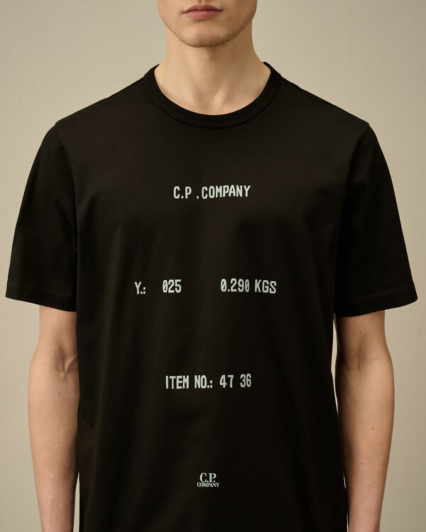 C.p. Company 30/2 Mercerized Jersey Twisted Typographic Logo T-Shirt BLACK