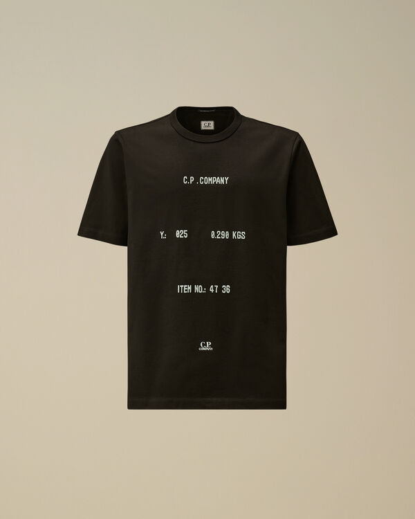 c.p. company 30/2 Mercerized Jersey Twisted Typographic Logo T-Shirt BLACK