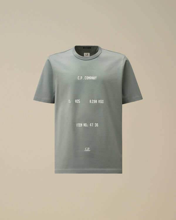 c.p. company 30/2 Mercerized Jersey Twisted Typographic Logo T-Shirt STORMY WEATHER - BLUE