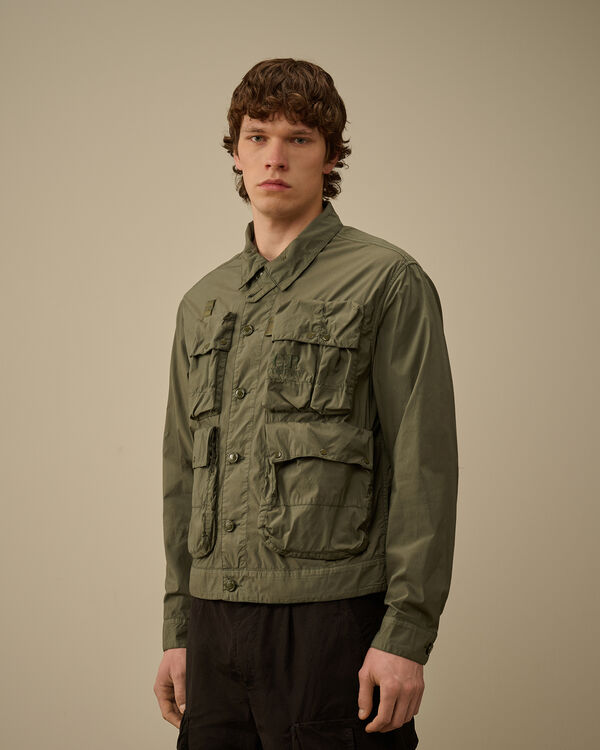 C.p. Company 50 Fili Stretch Short Multi-Pocket Jacket THYME - GREEN