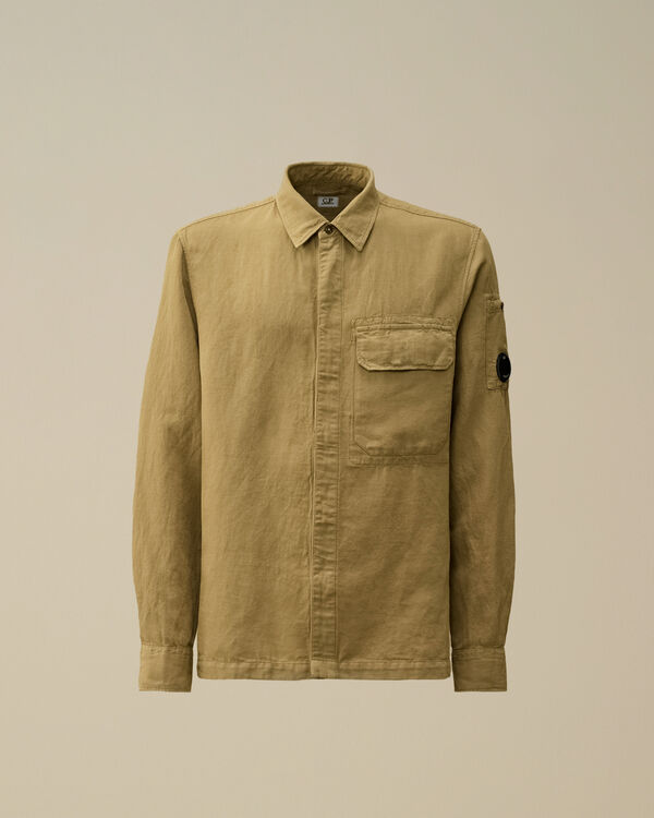 c.p. company Broken Linen/Cotton Lens Overshirt TREE HOUSE - BEIGE