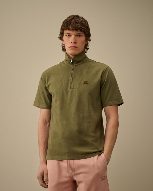 C.p. Company 1020 Jersey Half Zip Polo THYME - GREEN