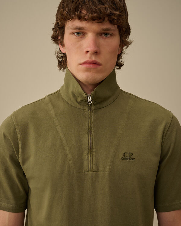 C.p. Company 1020 Jersey Half Zip Polo THYME - GREEN