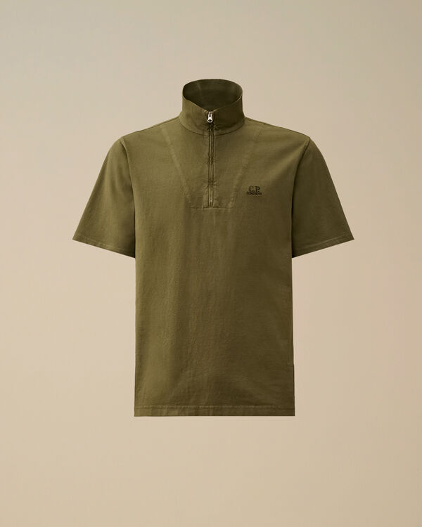 c.p. company 1020 Jersey Half Zip Polo THYME - GREEN