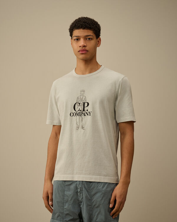 C.p. Company 1020 Jersey Logo T-Shirt BLUE FOX - GREY