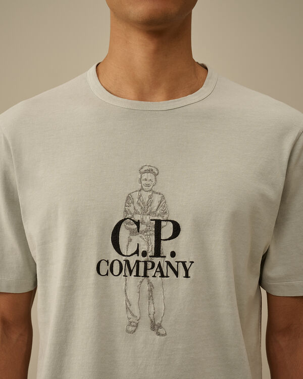 C.p. Company 1020 Jersey Logo T-Shirt BLUE FOX - GREY