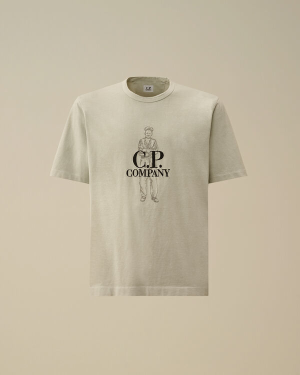 c.p. company 1020 Jersey Logo T-Shirt BLUE FOX - GREY
