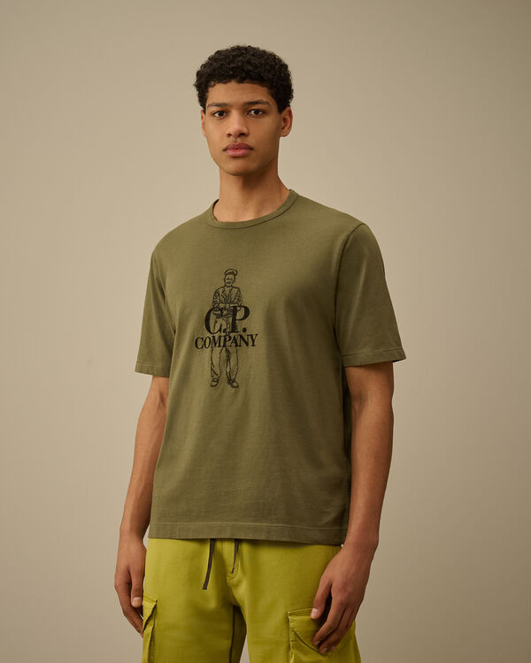C.p. Company 1020 Jersey Logo T-Shirt THYME - GREEN