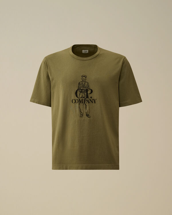 c.p. company 1020 Jersey Logo T-Shirt THYME - GREEN