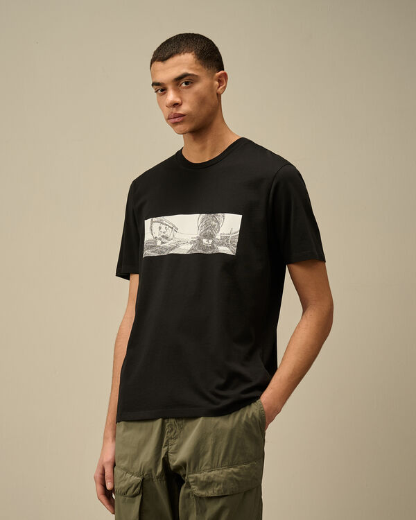 C.p. Company 24/1 Jersey Back Letter T-Shirt BLACK