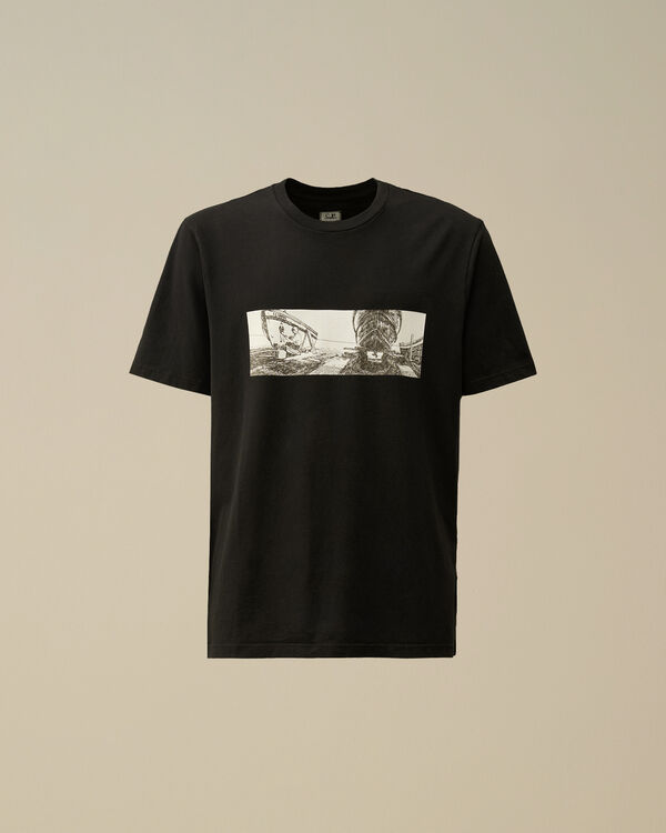 c.p. company 24/1 Jersey Back Letter T-Shirt BLACK