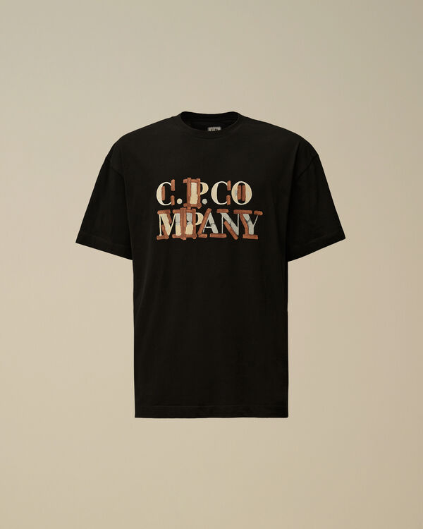 c.p. company 30/1 Jersey Blurred Logo T-Shirt BLACK