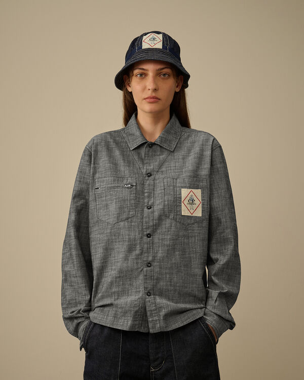 C.p. Company Chambray Longsleeve Shirt DENIM - BLUE