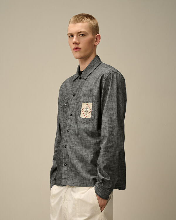 C.p. Company Chambray Longsleeve Shirt DENIM - BLUE