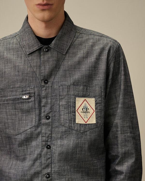 C.p. Company Chambray Longsleeve Shirt DENIM - BLUE