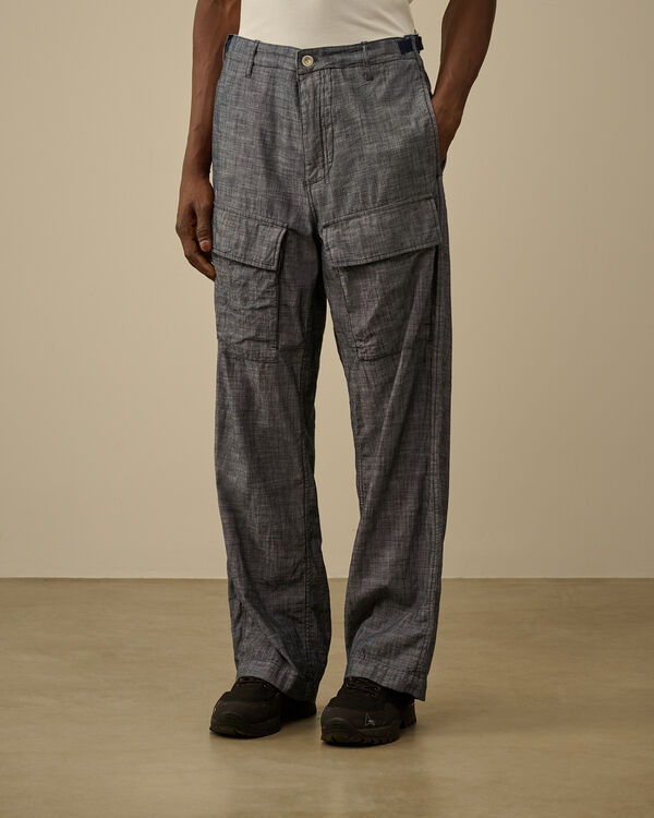 C.p. Company Chambray Loose Cargo Pants DENIM - BLUE