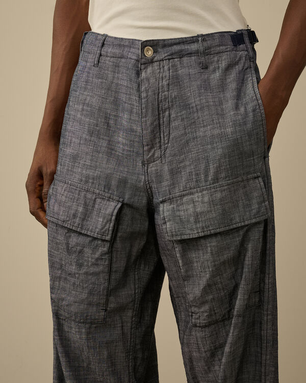 C.p. Company Chambray Loose Cargo Pants DENIM - BLUE