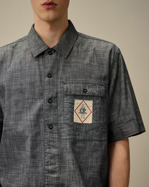 C.p. Company Chambray Short Sleeve Shirt DENIM - BLUE