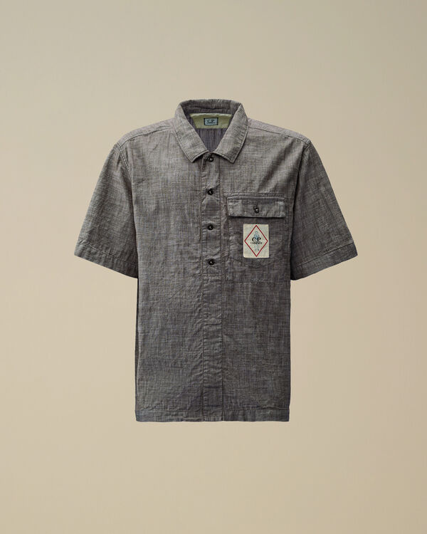 c.p. company Chambray Short Sleeve Shirt DENIM - BLUE