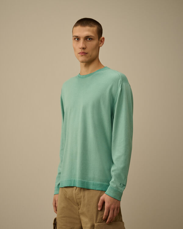 C.p. Company Cotton Crepe Crewneck Knit BAYOU - GREEN