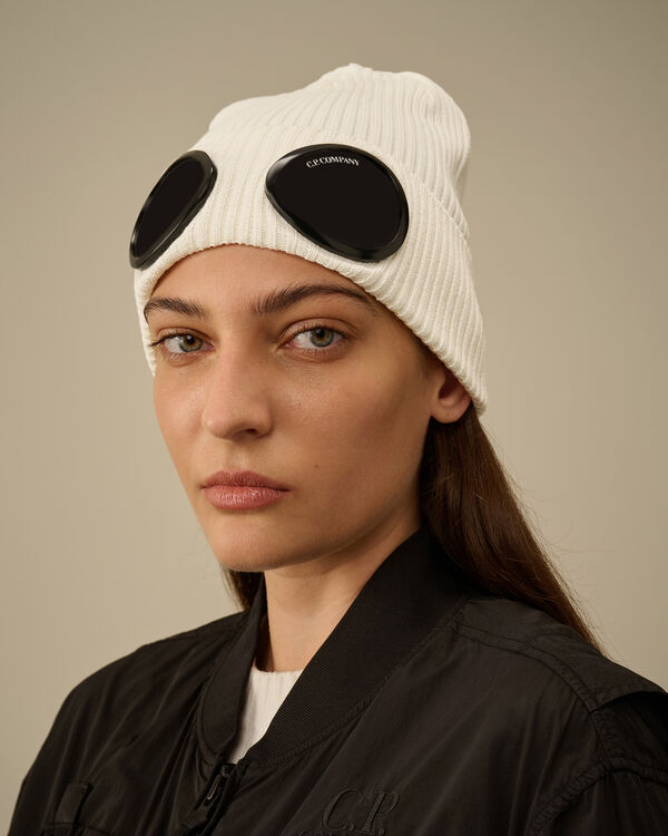 C.p. Company Cotton Goggle Beanie GAUZE WHITE