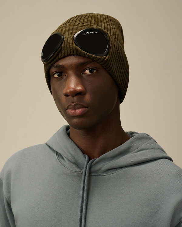 C.p. Company Cotton Goggle Beanie IVY GREEN