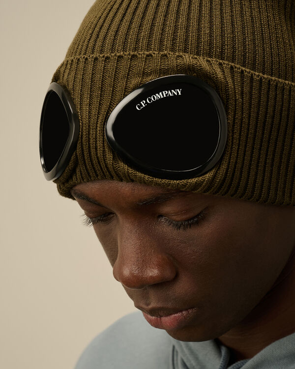 C.p. Company Cotton Goggle Beanie IVY GREEN