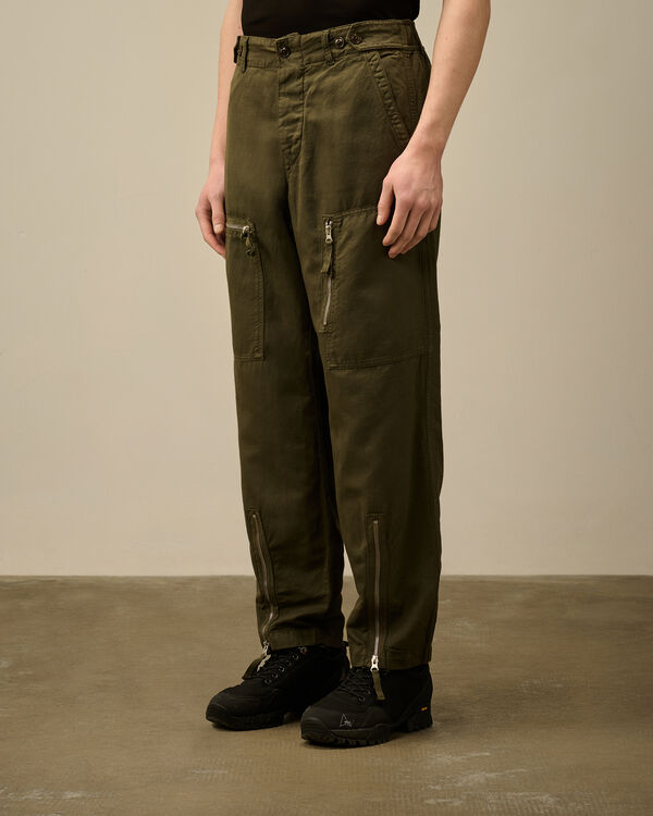 C.p. Company Cotton/Linen Cargo Pants IVY GREEN