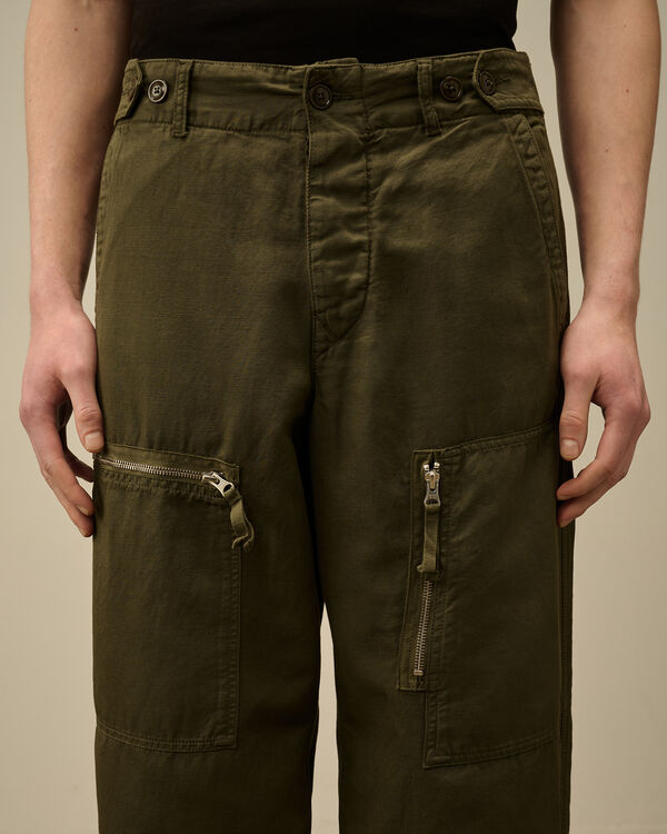 C.p. Company Cotton/Linen Cargo Pants IVY GREEN