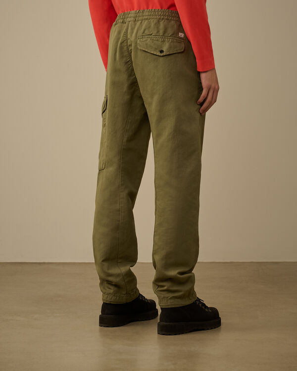 C.p. Company Cotton/Linen Loose Pants THYME - GREEN
