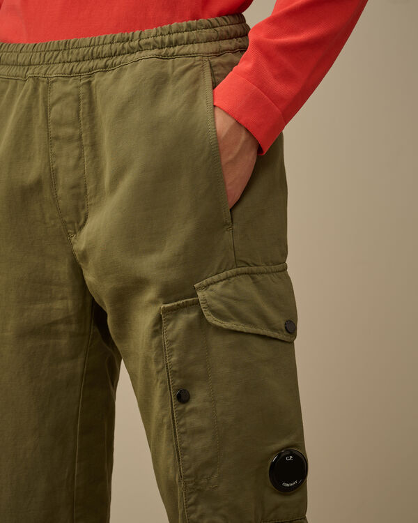 C.p. Company Cotton/Linen Loose Pants THYME - GREEN