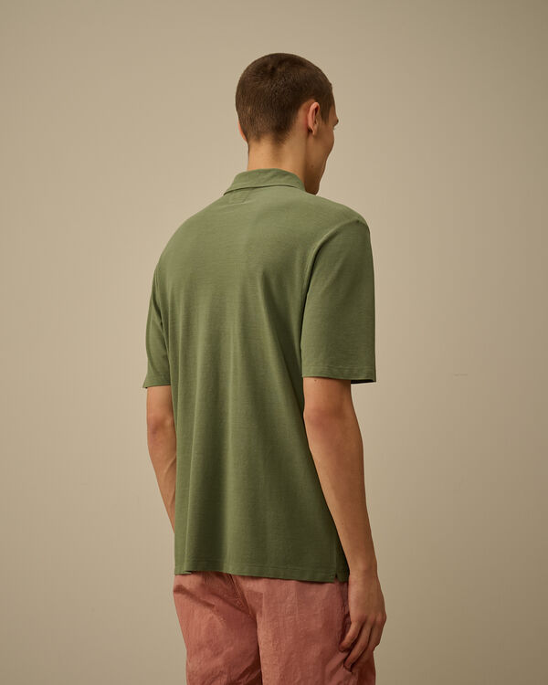 C.p. Company Crepe Jersey Polo THYME - GREEN