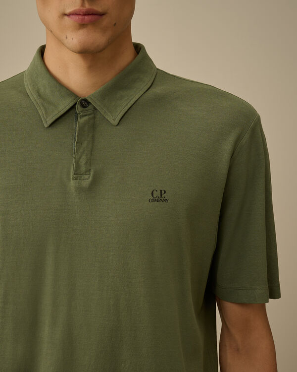 C.p. Company Crepe Jersey Polo THYME - GREEN