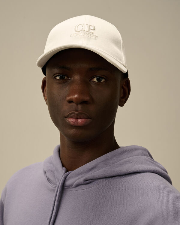 C.p. Company Gabardine Logo Cap GAUZE WHITE