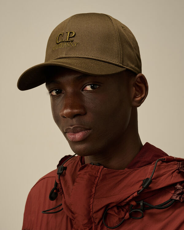 C.p. Company Gabardine Logo Cap IVY GREEN
