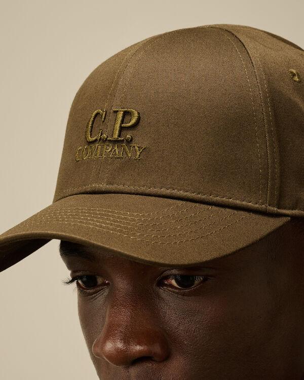 C.p. Company Gabardine Logo Cap IVY GREEN