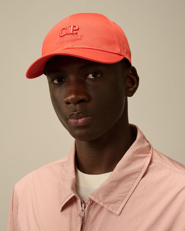 C.p. Company Gabardine Logo Cap POINCIANA - ORANGE
