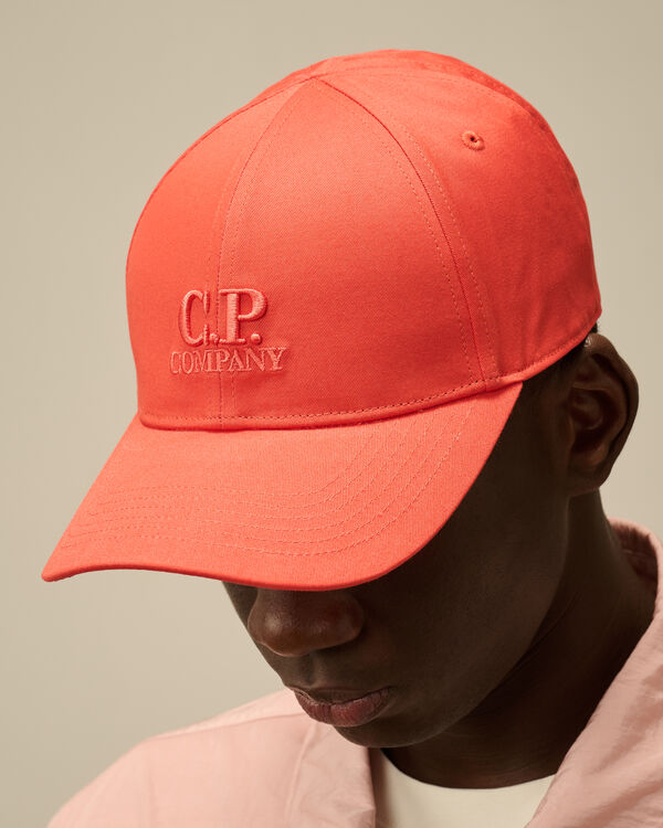 C.p. Company Gabardine Logo Cap POINCIANA - ORANGE