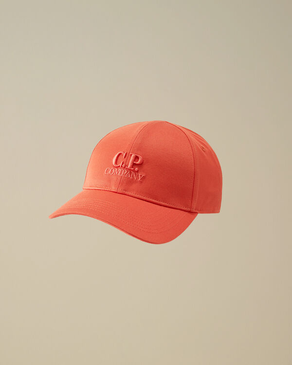 c.p. company Gabardine Logo Cap POINCIANA - ORANGE