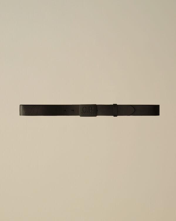 c.p. company Leather Logo Belt BLACK