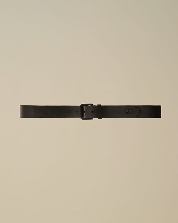 c.p. company Leather Side Logo Belt BLACK