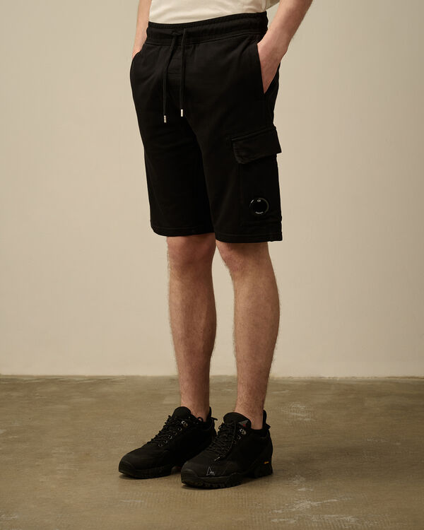 C.p. Company Light Fleece Cargo Lens Shorts BLACK