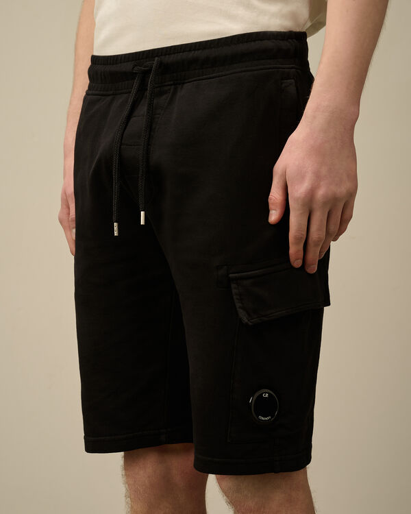 C.p. Company Light Fleece Cargo Lens Shorts BLACK