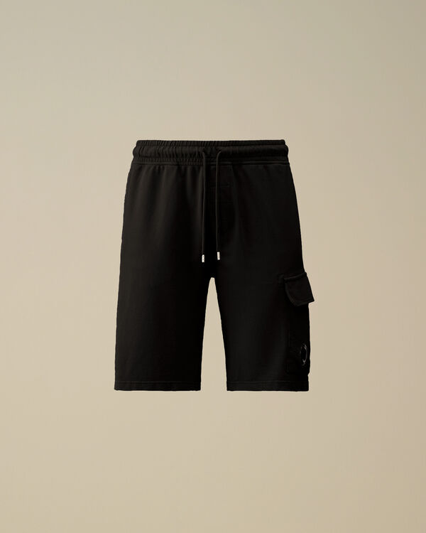 c.p. company Light Fleece Cargo Lens Shorts BLACK
