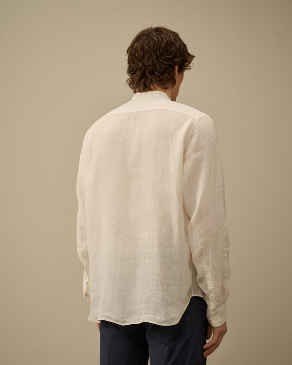C.p. Company Linen Banded Collar Shirt GAUZE WHITE