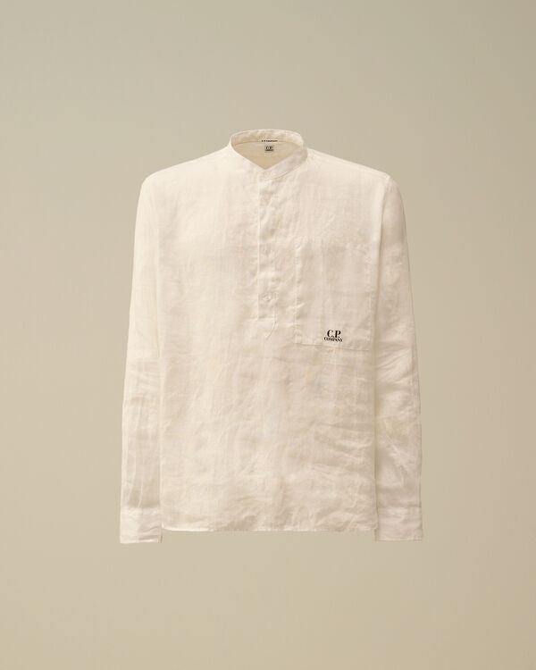 c.p. company Linen Banded Collar Shirt GAUZE WHITE