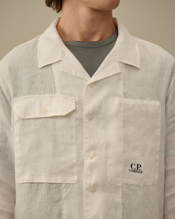 C.p. Company Linen Overshirt GAUZE WHITE
